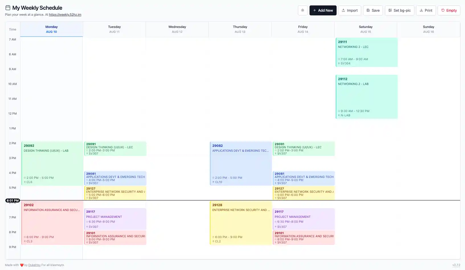 weekly schedule makers