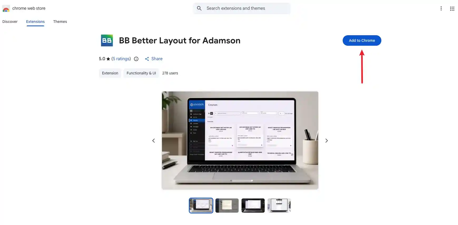 BB Better Layout on Crhome Web Store