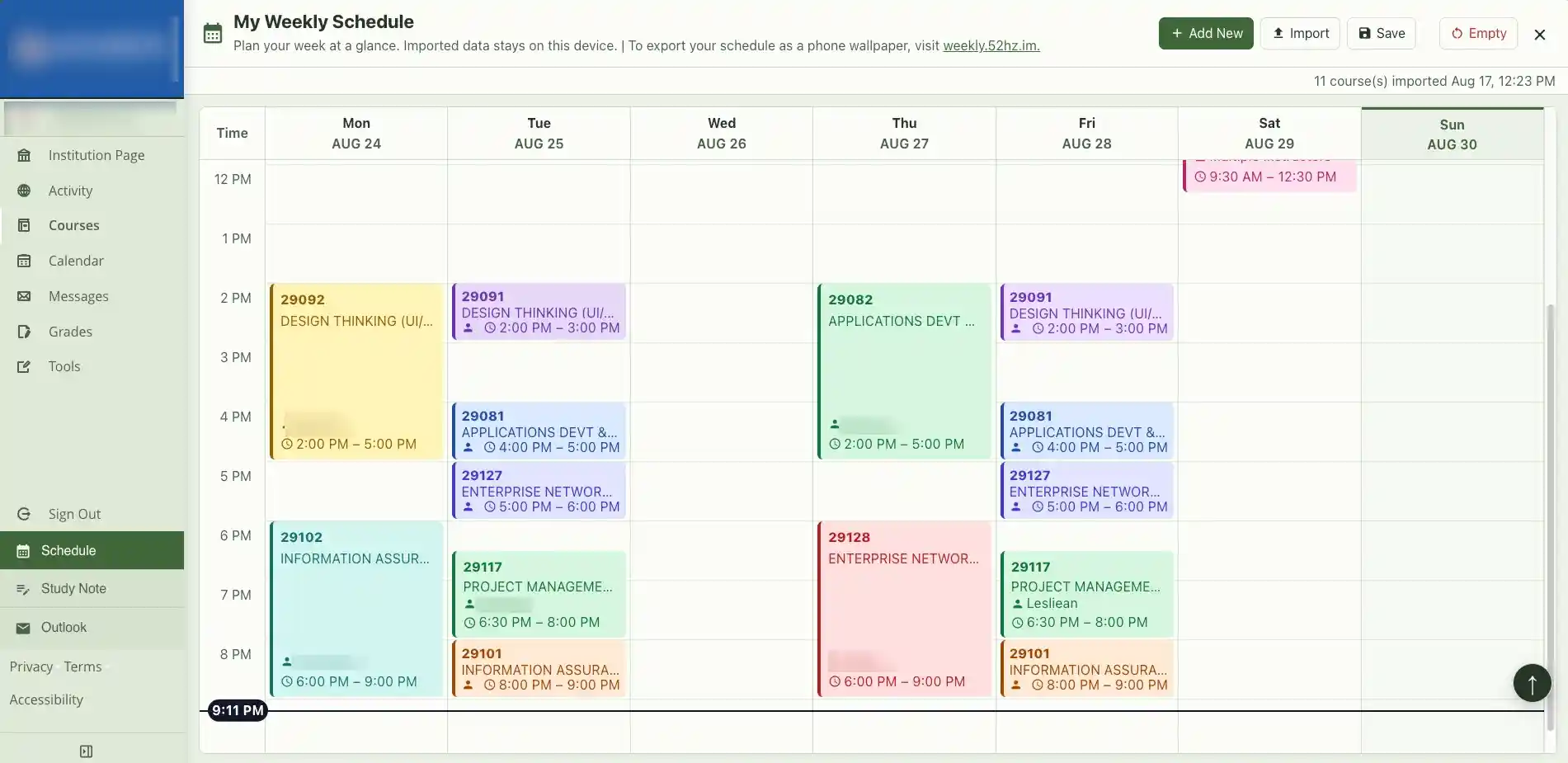 BB-schedule
